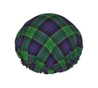 Cuffia da doccia impermeabile con elastico, cuffia da doccia riutilizzabile a doppio strato per donna,Stile scozzese Clan Leslie Hunting Tartan Plaid stampato
