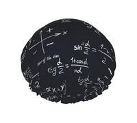 Cuffia da doccia impermeabile con elastico, cuffia da doccia riutilizzabile a doppio strato per donna,Matematica senza soluzione di continuità con le formule delle forme geometriche