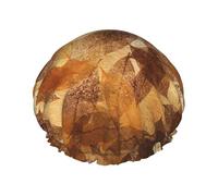 Cuffia da doccia impermeabile con elastico, cuffia da doccia riutilizzabile a doppio strato per donna,Lino autunnale marrone beige foglie dorate