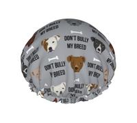 Cuffia da doccia impermeabile con elastico, cuffia da doccia riutilizzabile a doppio strato per donna,Staffordshire Terrier Staffy Bully PSA razza di cane grigio