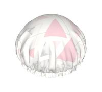 Cuffia da doccia impermeabile con elastico, cuffia da doccia riutilizzabile a doppio strato per donna,Marmo geometrico triangolo rosa grigio argento