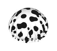 Cuffia da doccia impermeabile con elastico, cuffia da doccia riutilizzabile a doppio strato per donna,Modello di cane dalmata o texture della pelle di mucca