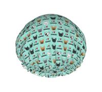Cuffia da doccia impermeabile con elastico, cuffia da doccia riutilizzabile a doppio strato per donna,Cane francese Adoro i bulldog francesi Frenchie Face Aqua