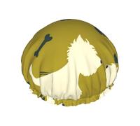 Cuffia da doccia impermeabile con elastico, cuffia da doccia riutilizzabile a doppio strato per donna,Silhouette di cane West Highland Animal West