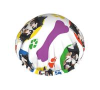 Cuffia da doccia impermeabile con elastico, cuffia da doccia riutilizzabile a doppio strato per donna,Pastore australiano colorato e giocoso