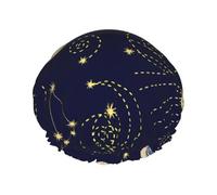 Cuffia da doccia impermeabile con elastico, cuffia da doccia riutilizzabile a doppio strato per donna,Brilla nella stella