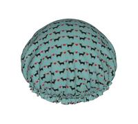 Cuffia da doccia impermeabile con elastico, cuffia da doccia riutilizzabile a doppio strato per donna,Chihuahua, razza di cane da compagnia nera e marrone