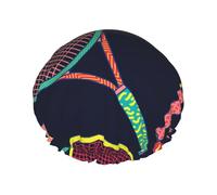 Cuffia da doccia impermeabile con elastico, cuffia da doccia riutilizzabile a doppio strato per donna,Racchetta colorata e pallina da tennis