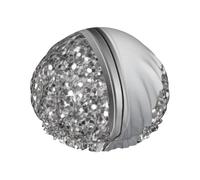 Cuffia da doccia impermeabile con elastico, cuffia da doccia riutilizzabile a doppio strato per donna,Glitter finto argento Glam Bling