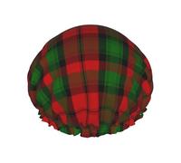 Cuffia da doccia impermeabile con elastico, cuffia da doccia riutilizzabile a doppio strato per donna,Tartan scozzese Kerr del clan rosso e verde