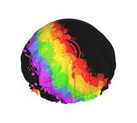 Cuffia da doccia impermeabile con elastico, cuffia da doccia riutilizzabile a doppio strato per donna,L'amore vince l'arcobaleno