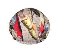 Cuffia da doccia impermeabile con elastico, cuffia da doccia riutilizzabile a doppio strato per donna,Porta rustica del fienile del pescatore di pesce