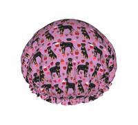Cuffia da doccia impermeabile con elastico, cuffia da doccia riutilizzabile a doppio strato per donna,Rottweiler San Valentino Amore per cani I migliori cani Rottweiler