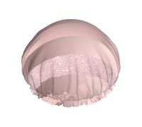 Cuffia da doccia impermeabile con elastico, cuffia da doccia riutilizzabile a doppio strato per donna,Elegante striscia rosa cipria glitterata oro rosa