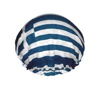Cuffia da doccia impermeabile con stampa bandiera greca a doppio strato, unisex, riutilizzabile, fascia elastica