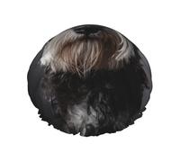 Cuffia da doccia impermeabile elastica a doppio strato, con ritratto di Schnauzer, riutilizzabile, grigio scuro