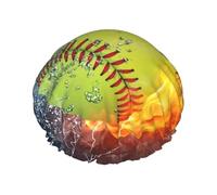 Cuffia da doccia impermeabile elastica a doppio strato, riutilizzabile, con visiera da bagno gialla Softball