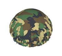 Cuffia da doccia impermeabile leggera ed elastica della stampa militare verde di camo, cappuccio impermeabile dei capelli di doppio strato
