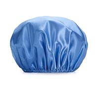 Cuffia da doccia impermeabile riutilizzabile a doppio strato per capelli, cuffia da doccia in EVA per la protezione dei capelli con fascia elastica, accessori da bagno (Blu)