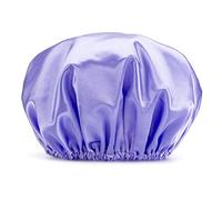 Cuffia da doccia impermeabile riutilizzabile a doppio strato per capelli, cuffia da doccia in EVA per la protezione dei capelli con fascia elastica, accessori da bagno (Viola)