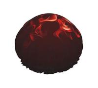 Cuffia da doccia impermeabile riutilizzabile con stampa a fiamma rossa,Cuffia da bagno elastica a doppio strato,Grande cuffia doccia per capelli lunghi da donna