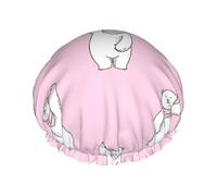 Cuffia da doccia impermeabile riutilizzabile con stampa rosa orso,Cuffia da bagno elastica a doppio strato,Grande cuffia da doccia per capelli lunghi da donna