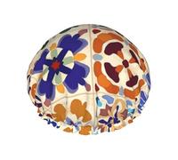 Cuffia da doccia in ceramica messicana, stile boho, impermeabile, riutilizzabile, per donne, copertura elastica per capelli, per bagno, spa, viaggi e uso quotidiano