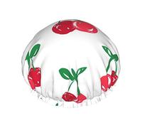 Cuffia da doccia in ciliegio per donna regolabile doppia impermeabile Cappello da doccia per il bagno Protezione dei capelli Cappello da doccia riutilizzabile per salone da donna
