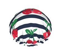 Cuffia da doccia in ciliegio per donna regolabile doppia impermeabile Cappello da doccia per il bagno Protezione dei capelli Cappello da doccia riutilizzabile per salone da donna