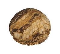 Cuffia da doccia in marmo dorato per donne e uomini, grande, riutilizzabile, a doppio strato, impermeabile, con fascia elastica, per tutte le acconciature, adatta ai viaggi