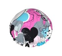 Cuffia da doccia in pelle di mucca con cuori Moo Love da donna, riutilizzabile e impermeabile, per bagno, cura della pelle e casa