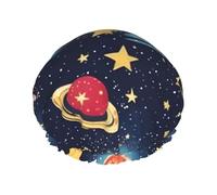 Cuffia da doccia L per donne e uomini, a doppio strato, con stampa di cielo stellato, universo, spazio, cuffia per capelli da salone, cuffia da doccia e accessorio da viaggio