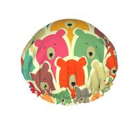 Cuffia da doccia leggera con stampa di orsi colorati, per donne e uomini, cappello morbido e cuffia per capelli da bagno