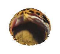 Cuffia da doccia leopardata Little Gecko da donna riutilizzabile a doppio strato cuffia da bagno cuffia per capelli impermeabile fascia elastica da donna spa salone doccia cappelli per capelli