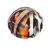 Cuffia da doccia magica per chitarra elettrica, da donna, elastica e riutilizzabile, cuffia da doccia a doppio strato impermeabile, cuffie da doccia