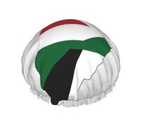 Cuffia da doccia Map01 con bandiera dello stato della Palestina, morbida foderata, a doppio strato, lavabile, ampia fascia elastica per capelli, cuffia da doccia per vasca da bagno
