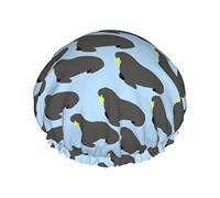 Cuffia da doccia modello oceano animale tricheco Cuffia riutilizzabile per capelli lunghi da donna con fascia elastica Cappello da doccia a doppio strato per adulti Bambini