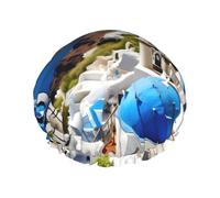 Cuffia da doccia morbida con stampa dell'isola greca, per donne e uomini, cappello riutilizzabile leggero e cuffia per capelli da bagno