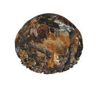 Cuffia da doccia morbida con stampa di cervi e orsi da caccia, per donne e uomini, cappello riutilizzabile leggero e cuffia per capelli da bagno