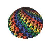 Cuffia da doccia morbida con stampa tie dye con orso danzante, per donne e uomini, cappello riutilizzabile leggero e cuffia per capelli da bagno