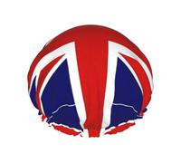 Cuffia da doccia morbida per donna con stampa bandiera inglese, cuffie da bagno per capelli riutilizzabili per la protezione dell'ambiente