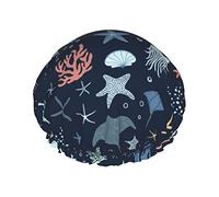 Cuffia da doccia multicolor Under The Sea Life Cuffia da bagno riutilizzabile Cappello da doccia elastico da bagno Morbido impermeabile per cappucci per capelli di tutte le lunghezze