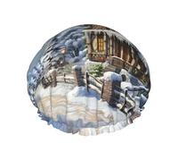 Cuffia da doccia natalizia invernale felice per le donne riutilizzabile a doppio strato cuffia da bagno tappi per capelli fascia elastica impermeabile da donna spa salone doccia cappelli per capelli