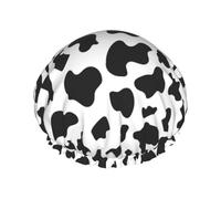 Cuffia da doccia nera e bianca leopardata da donna, riutilizzabile, grande, per uomo, ad asciugatura rapida, per capelli lunghi e corti