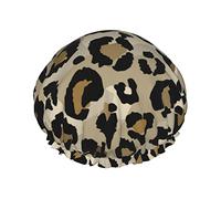 Cuffia da doccia Pelle di leopardo Modello grigio senza cuciture Cuffia da bagno riutilizzabile Cuffia da bagno elastica Cappello da doccia impermeabile per cappucci per capelli di tutte le lunghezze