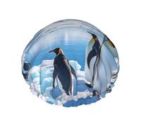 Cuffia da doccia Penguin Antarctica Ice per donne e uomini, regolabile, riutilizzabile, a doppio strato, impermeabile, fodera in EVA, fascia elastica per capelli per tutte le lunghezze di capelli