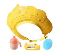 Cuffia da doccia per bambini, con indicatore della temperatura 'acqua e coppa per shampoo, cuffia per shampoo con spazzola per shampoo, protegge orecchie e occhi