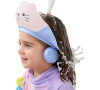 Cuffia da doccia per bambini, in silicone, regolabile, impermeabile, a forma di gatto
