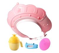 Cuffia da doccia per bambini, visiera da bagno con indicatore della temperatura 'acqua e tazza per shampoo, cuffia per shampoo con spazzola per shampoo, rende il bagno dei bambini più divertente