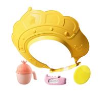 Cuffia da doccia per bambini, visiera da bagno con indicatore della temperatura 'acqua e tazza per shampoo, cuffia per shampoo con spazzola per shampoo, rende il bagno dei bambini più divertente